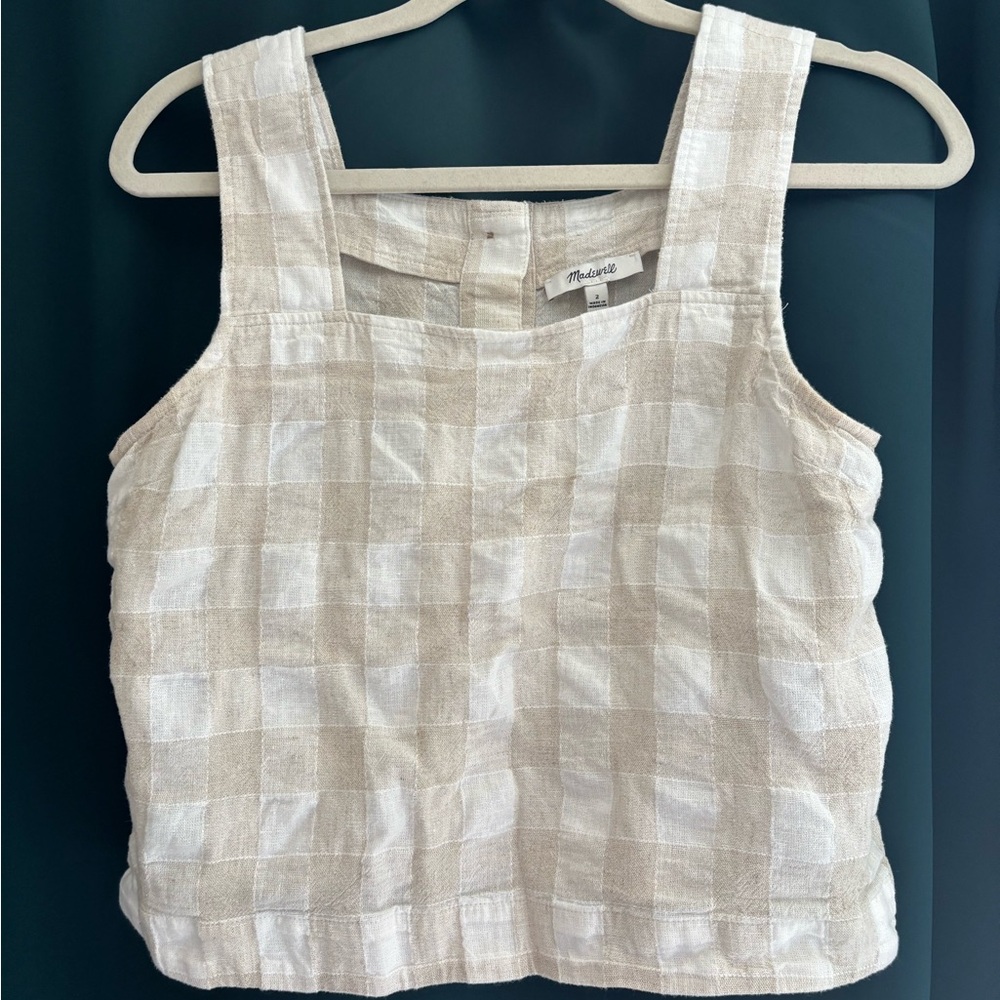 Beige Checkered Women's Top